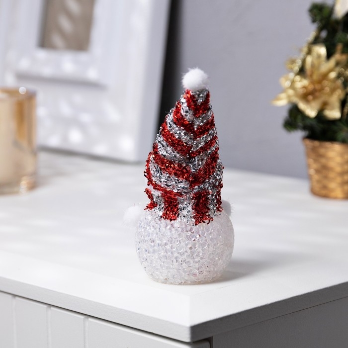 Ёлочная игрушка «Красный снеговичок» 8 см, батарейки AG13 (в комплекте), свечение мульти (RGB)