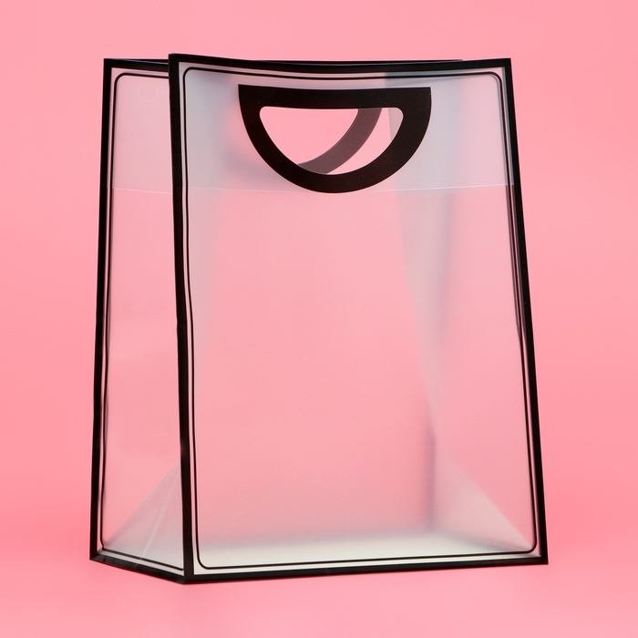 Пакет ПП с вырубной ручкой, прозрачный, 30 х 23 х 15 см, черный Пакет ПП с вырубной ручкой, прозрачный, 30 х 23 х 15 см, черный