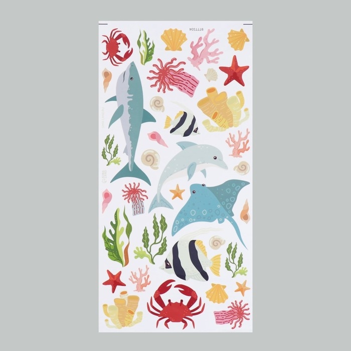 Наклейка интерьерная цветная Наклейка интерьерная цветная "Подводный мир" 30х60 см