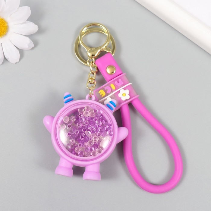 Брелок резина с карабином, ремешком Брелок резина с карабином, ремешком "Чудик" с декором 6х5,5х2,5 см