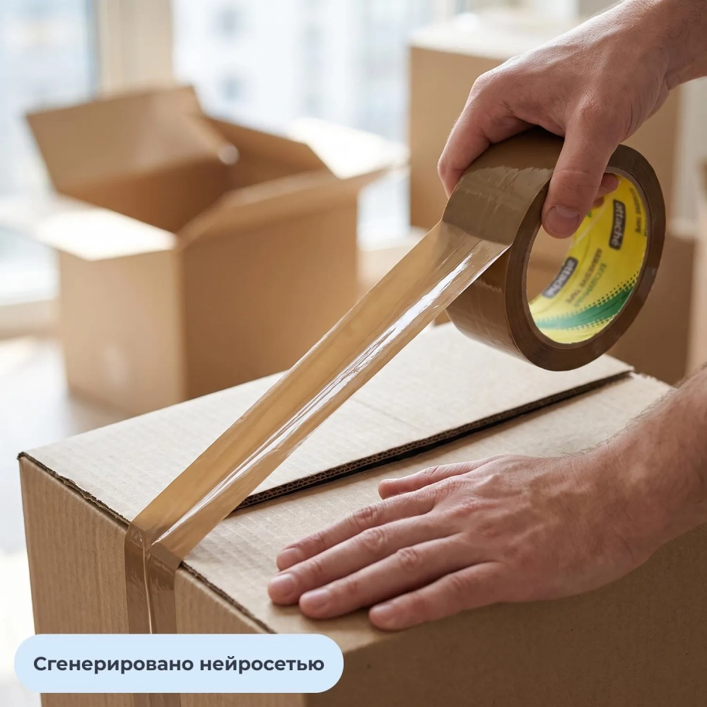 Клейкая лента одностор. бесшумная AttacheSelection 50ммх66м48мкм коричн