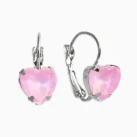 Серьги "Сердечки" лунные, цвет светло-розовый в серебре