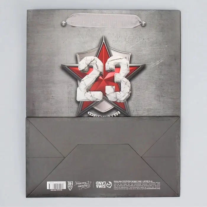 Пакет подарочный ламинированный, упаковка, &laquo;С 23 февраля&raquo;, ML 23&times;27&times;11.5 см