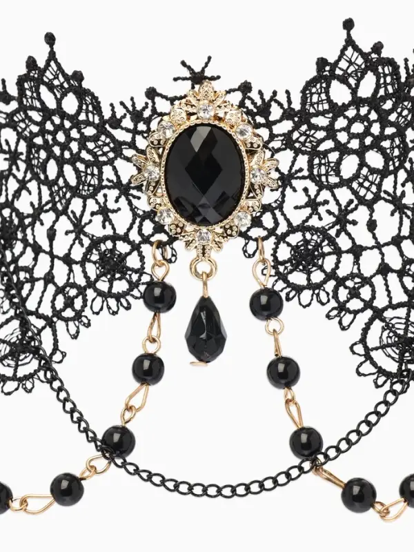 Чокер &laquo;Александрия&raquo;, ажурное переплетение, чёрно-белый в золоте, 30 см