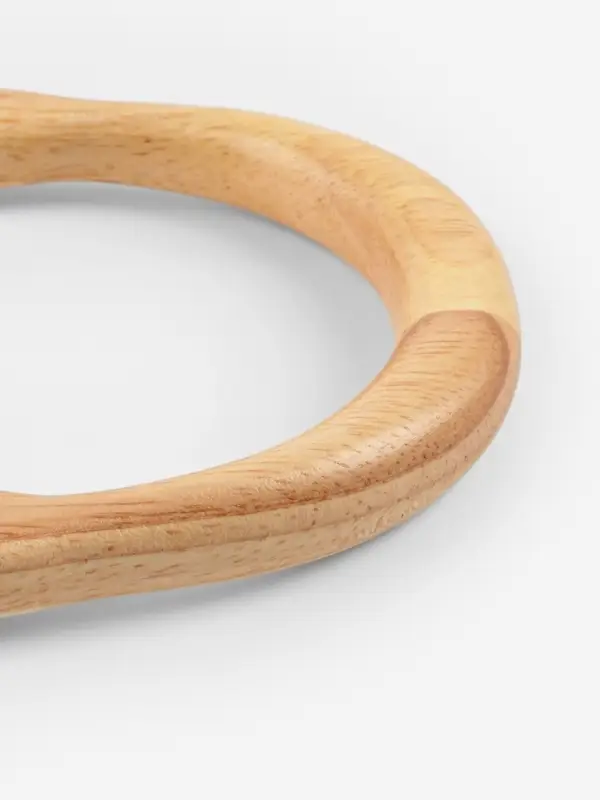 Ручки для сумки деревянные, с полукольцами, 10.3&times;8 см, 2 шт., цвет бежевый, серебряный