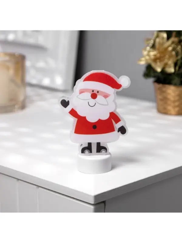 Световая картинка на подставке &laquo;Дед Мороз&raquo;, 11 см, 1 LED, от батареек, свечение тёплое белое