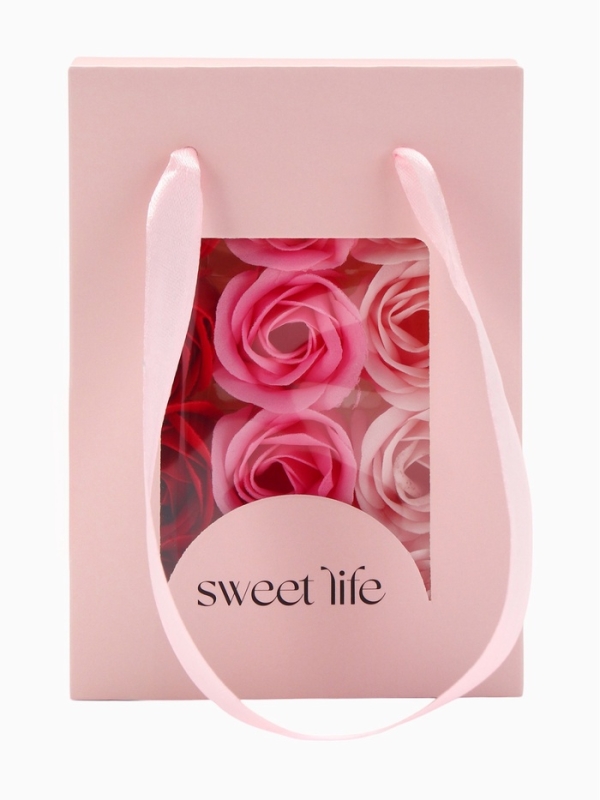 Набор мыльных роз в коробке 12 штук, микс