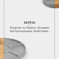 Менажница Adelica &laquo;Фортуна&raquo;, 6 секций, на ножках с соусницей, d=30 см, 70 мл, дерево берёза
