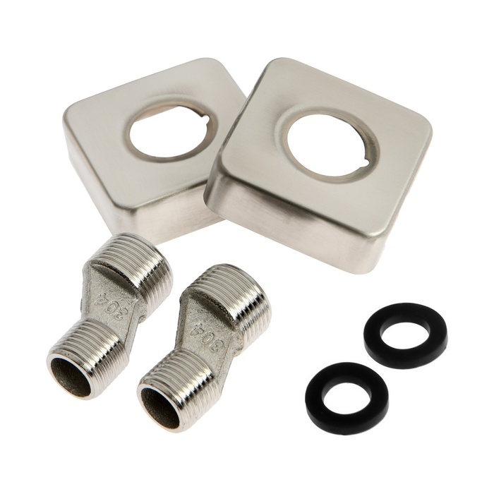 Смеситель для ванны ZEIN, квадрат, короткий излив, с душевым набором,  нержав сталь, сатин Смеситель для ванны ZEIN, квадрат, короткий излив, с душевым набором,  нержав сталь, сатин