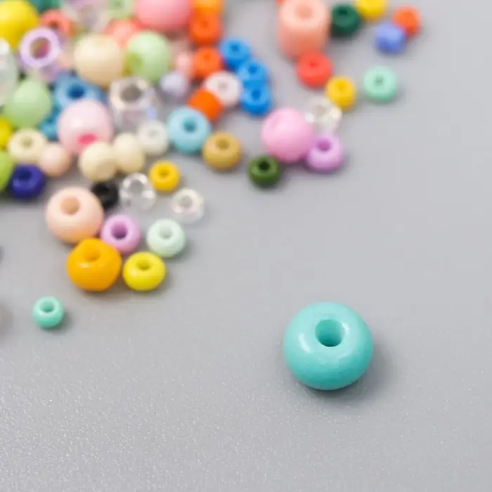 Бисер стекло 6/0 - 15/0  Бисер стекло 6/0 - 15/0 "Ассорти радуга" d=1,5-4 мм, н-р 10гр