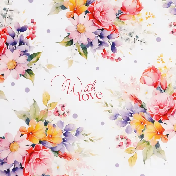 Бумага упаковочная глянцевая With love, 1 лист, 70 х 100 см