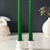 Набор свечей античных, 2,3х 24,5 см, 5 ч, 55 г, 2 штуки, тёмно-зелёный