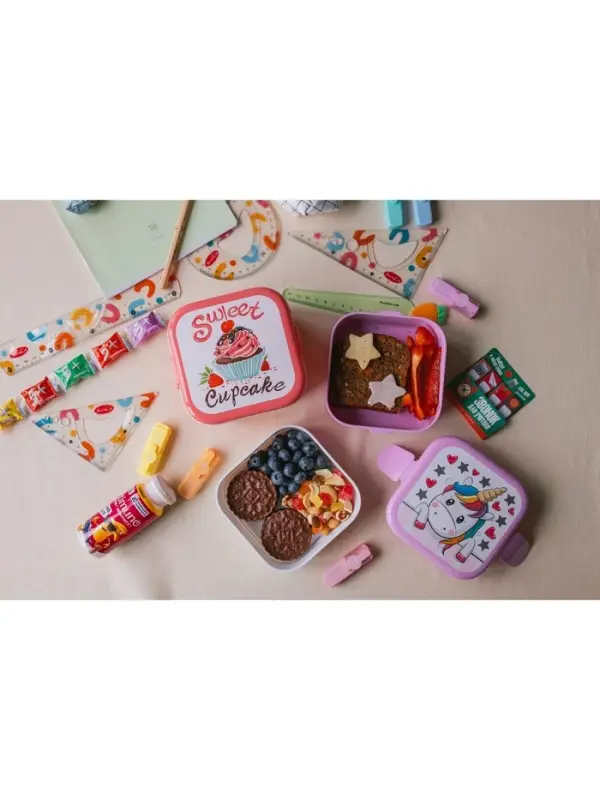 Ланч - бокс в школу IDEA &laquo;Капкейки&raquo;, 800 мл, 12.5&times;13&times;8.5 см, 2 отделения, пластик, бело-розовый