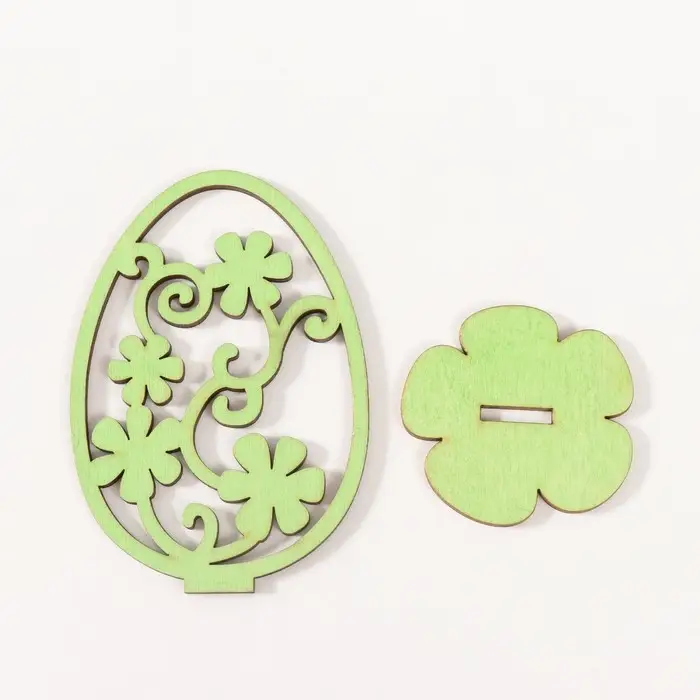 Декор пасхальный «Фигурка яйцо на подставкен», 6.5×4.7×9.3 см, набор 2 детали, салатовый