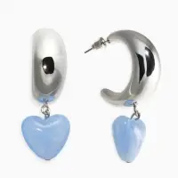 Серьги &laquo;Новый стиль. Сердечки&raquo;, голубые в серебре d=3 см