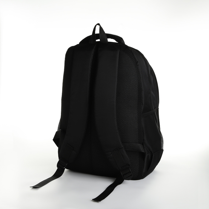 Рюкзак школьный из текстиля на молнии, 5 карманов, цвет чёрный/красный Рюкзак школьный из текстиля на молнии, 5 карманов, цвет чёрный/красный