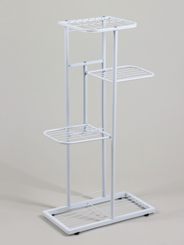 Подставка для цветов Greengo, 4 полки, 43 × 22 × 82 см, напольная, металл, белая Подставка для цветов Greengo, 4 полки, 43 × 22 × 82 см, напольная, металл, белая