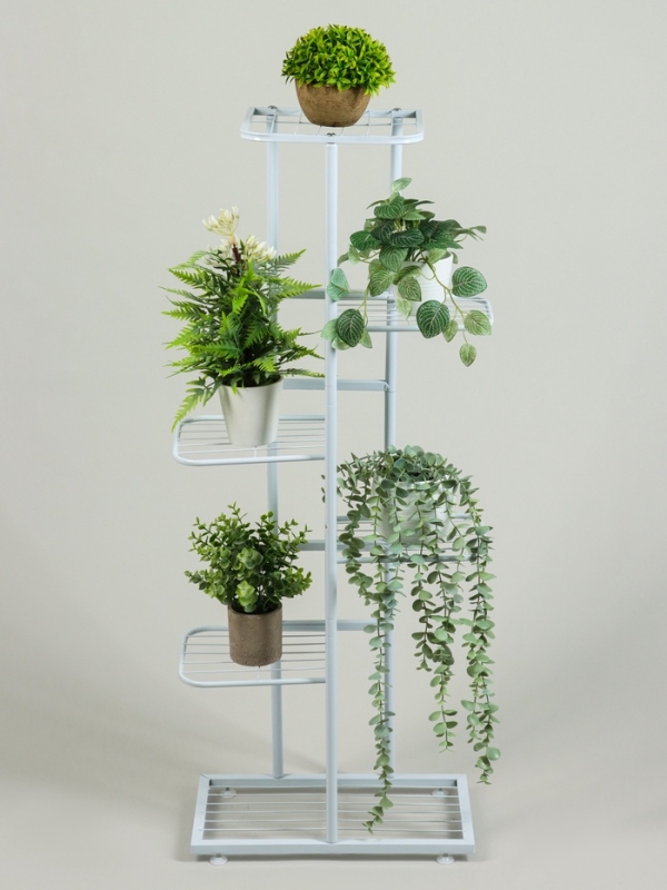Подставка для цветов Greengo, 6 полок, 44 × 22 × 105 см, напольная, металл, белая Подставка для цветов Greengo, 6 полок, 44 × 22 × 105 см, напольная, металл, белая