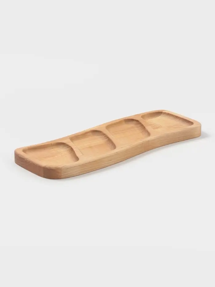 Менажница прямоугольная Доляна, 30&times;10&times;1.8 см, 4 секции, дерево берёза