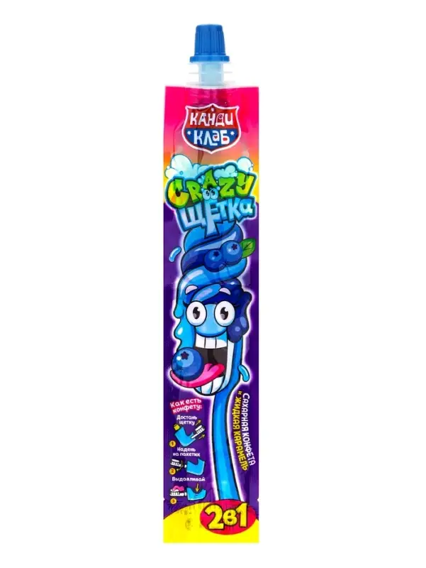 Сахарная конфета и жидкая карамель &laquo;Crazy щетка 2 в 1&raquo; 12 г&times;30 шт.*12 блоков