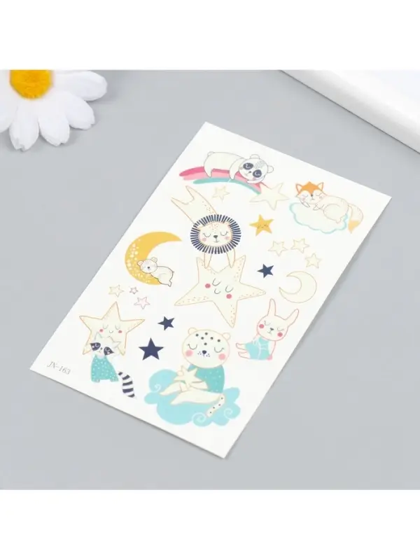 Переводные тату на тело светящиеся «Спящие зверята», 12×7.5 см