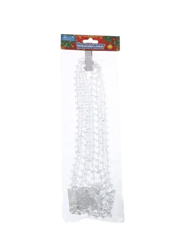 Бусы на ёлку &laquo;Льдинка&raquo;, длина 2.7 м, d=9 мм, объемные, прозрачные, перламутровые