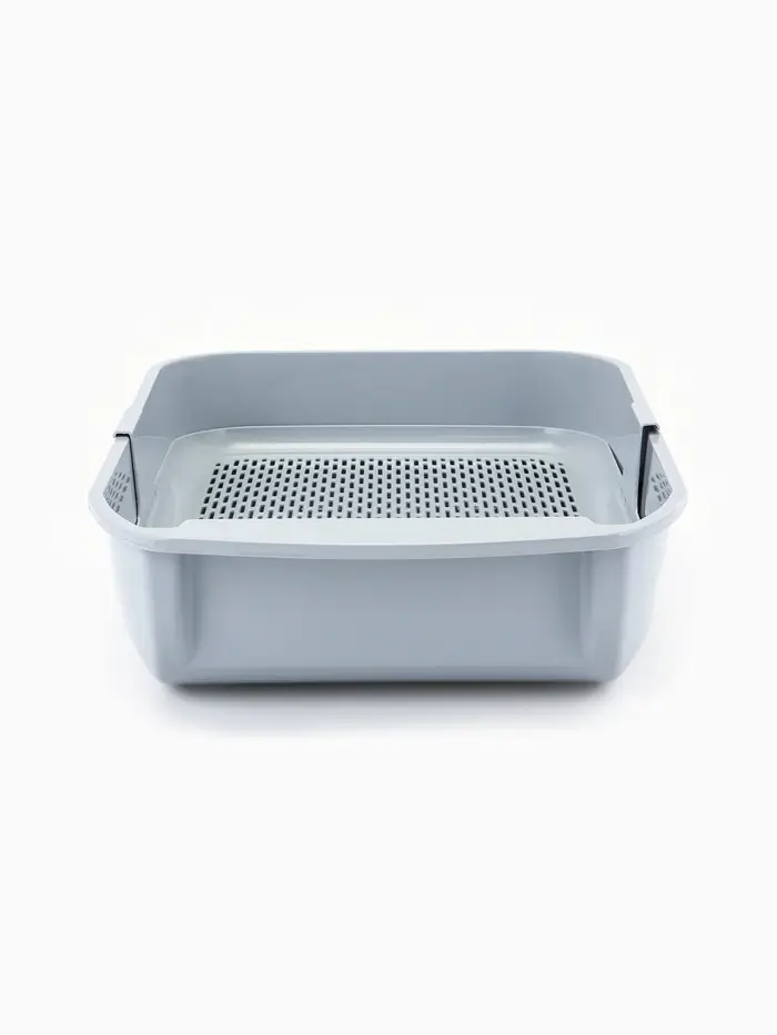 Туалет для кошек &laquo;Марсель&raquo;, 50&times;34.5&times;12 с, глубокий, с сеткой, полипропилен, светло-серый