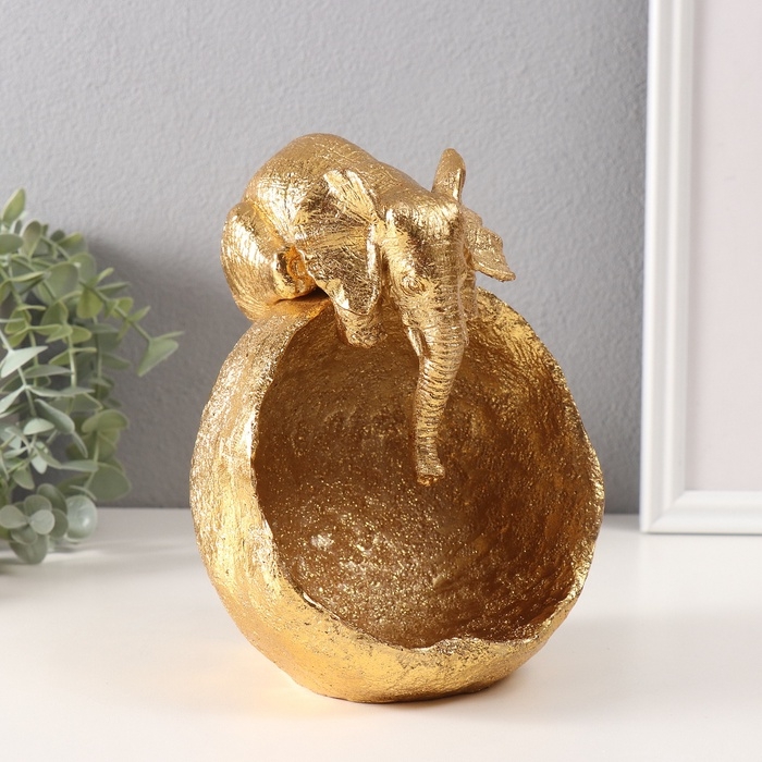 Сувенир полистоун подставка Сувенир полистоун подставка "Слон с большой каменной чашей" золото 13х15х18 см