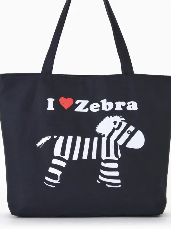 Сумка - шоппер &laquo;Зебра&raquo;, на молнии, с принтом, 42&times;9&times;32 см, чёрная