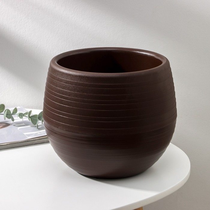 Горшок для цветов с поддоном «Япония», 3 л, цвет тёмно-коричневый Горшок для цветов с поддоном «Япония», 3 л, цвет тёмно-коричневый