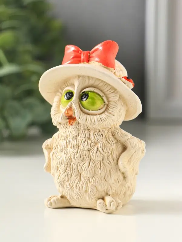 Фигурка гипс &laquo;Сова в шляпе&raquo;, слоновая кость, 8&times;5 см