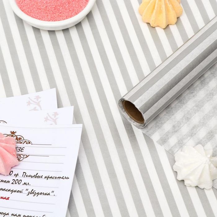 Бумага силиконизированная «Полоски», серебряные, для выпечки, 0,38 х 5 м Бумага силиконизированная «Полоски», серебряные, для выпечки, 0,38 х 5 м