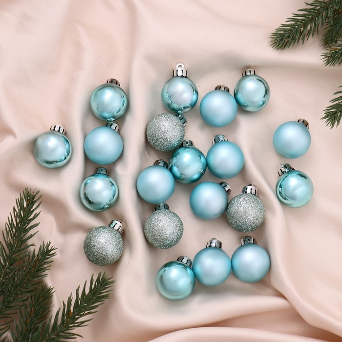 Ёлочные игрушки, шары новогодние , пластик, набор d-3 см, 20 шт Ёлочные игрушки, шары новогодние , пластик, набор d-3 см, 20 шт "Николь блеск" зелёный