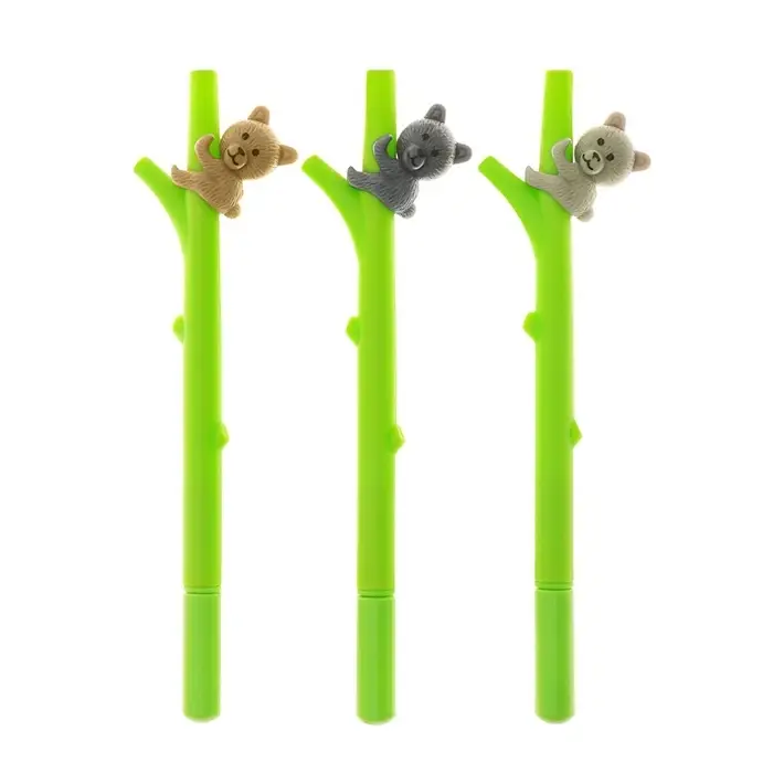 Ручка-прикол Calligrata &laquo;Мишка на бамбуке&raquo;, синий стержень, гелевая, МИКС