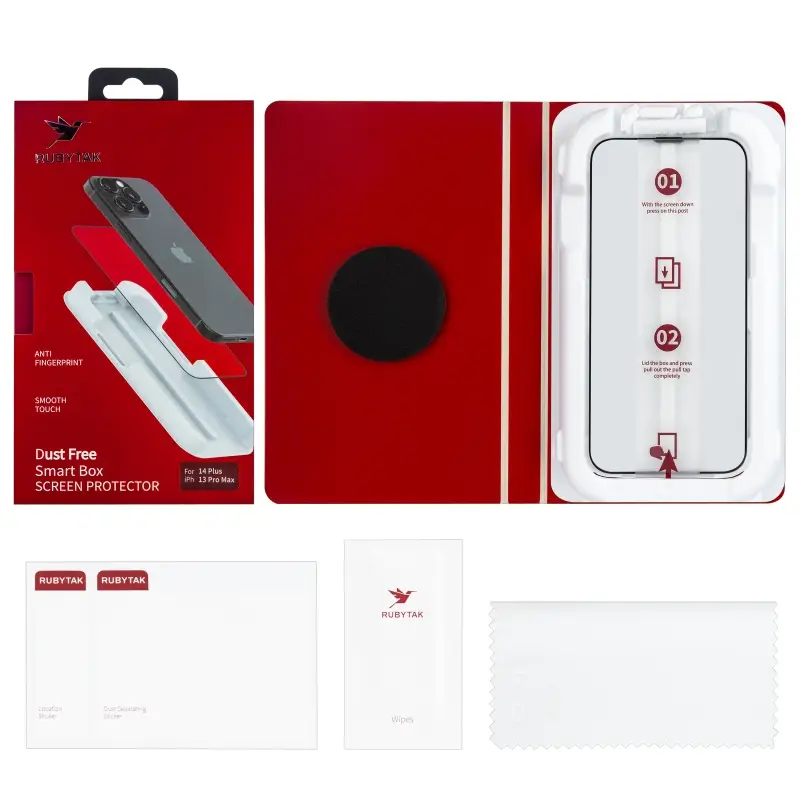 Защитное стекло для iPhone 13 Pro Max/14 Plus RUBYTAK Silk Printing с аппликатором