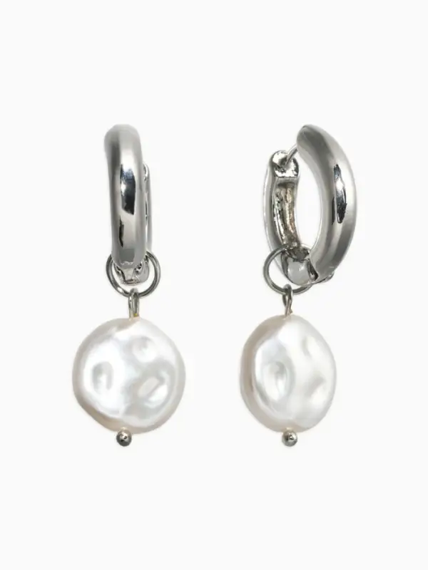 Серьги жемчуг "Барокко", цвет белый в серебре