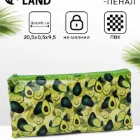 Косметичка-пенал на молнии, с рисунком, зелёная