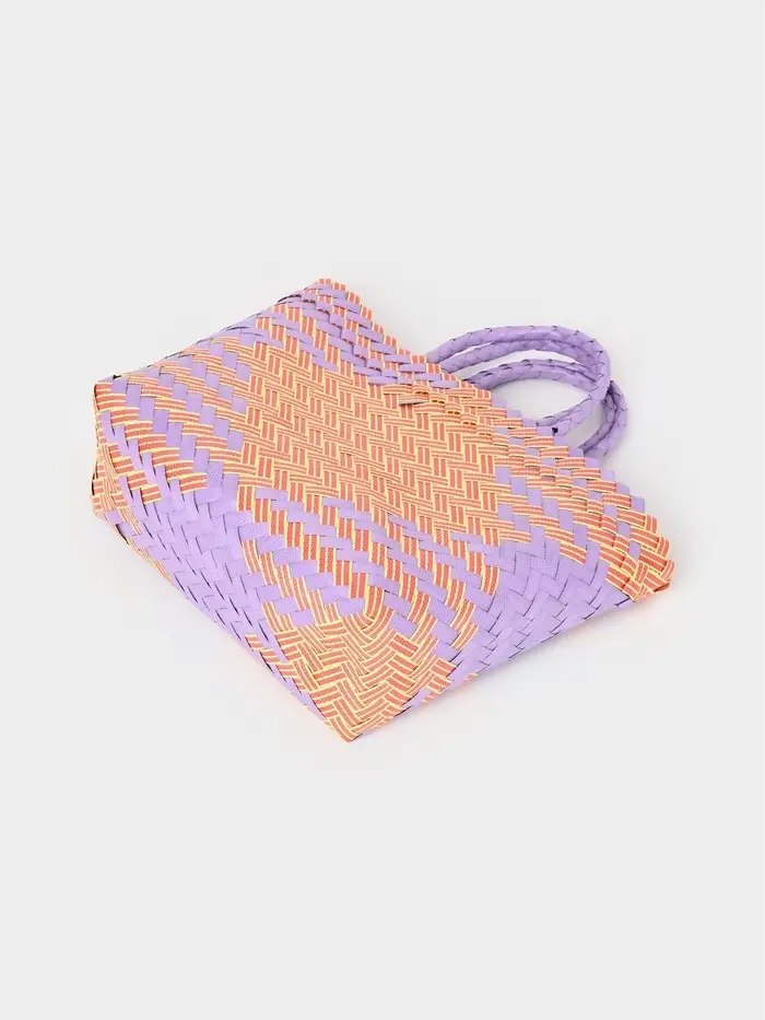 Сумка плетёная, 20&times;10&times;30 см, пластик, сиренево-жёлтая