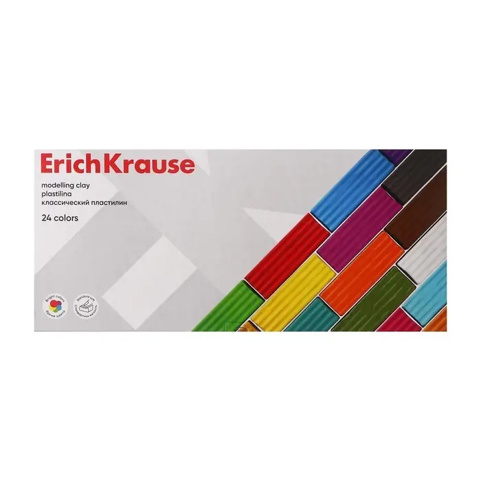 Пластилин ErichKrause &laquo;Классический&raquo;, 24 цвета, 384 г, в картонной упаковке