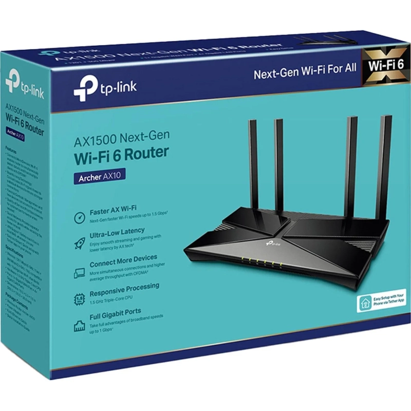 Маршрутизатор TP-Link Archer AX10 AX1500 4 LAN, 1000 Мбит/с
