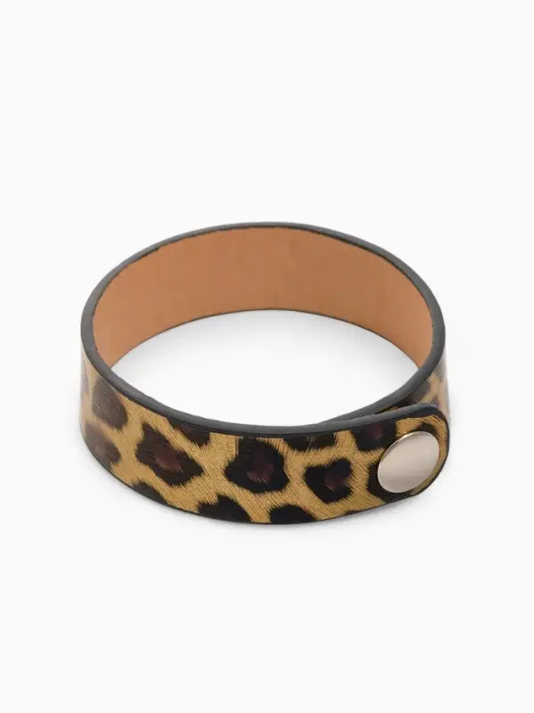 Браслет кожаный &laquo;Сафари. Леопард&raquo;, 22 см, чёрный, золотой