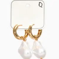 Серьги жемчуг "Барочный" галтовка, цвет белый в золоте