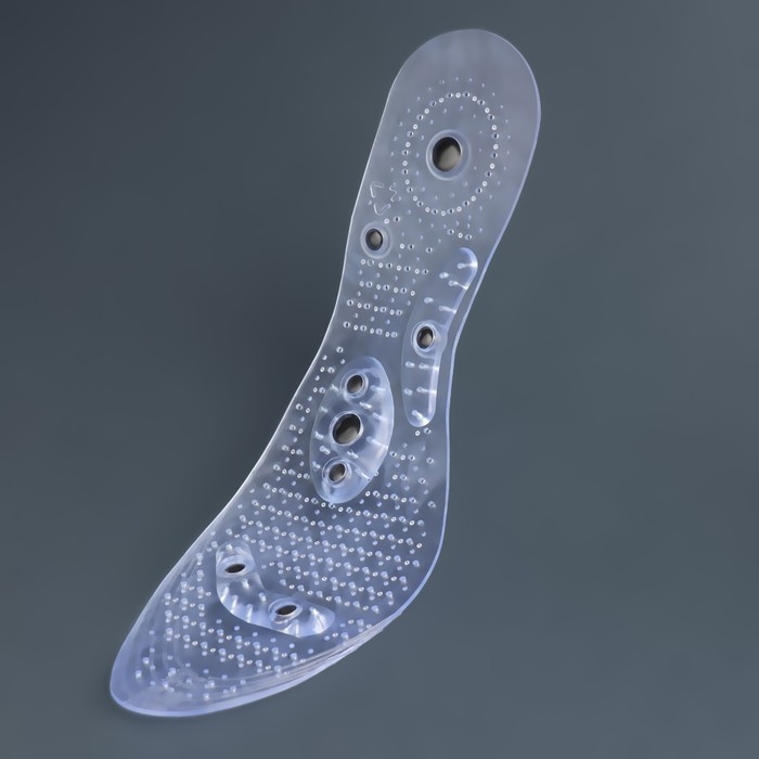 Стельки для обуви, универсальные, с магнитами, массажные, дышащие, р-р RU до 41 (р-р Пр-ля до 42), 26,5 см, пара, цвет прозрачный Стельки для обуви, универсальные, с магнитами, массажные, дышащие, р-р RU до 41 (р-р Пр-ля до 42), 26,5 см, пара, цвет прозрачный