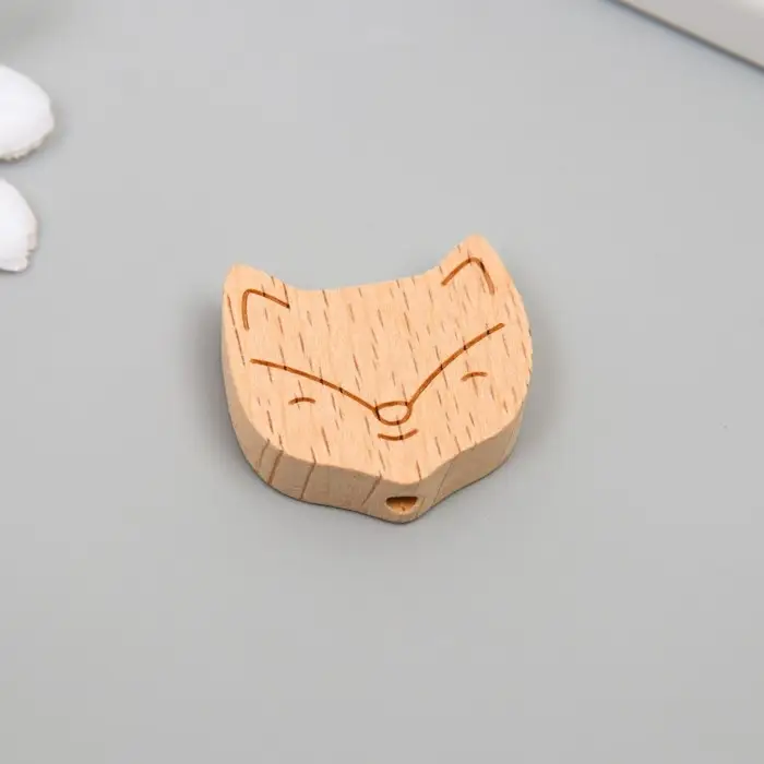 Бусина для творчества дерево "Лисенок" 2,8х2,5 см