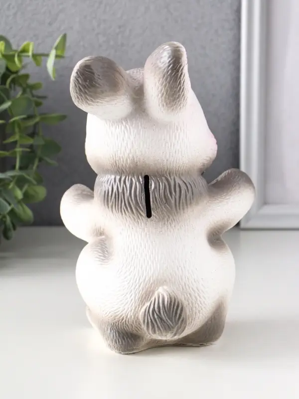 Копилка для денег &laquo;Радостный заяц&raquo;, гипс, серый, 21 см