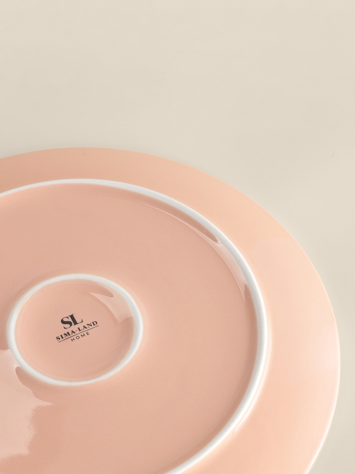 Тарелка для пиццы SL Home «Уроки испанского: Buen provecho», d=35 см, фарфор, розовая