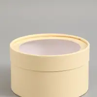 Подарочная коробка, сливочный, завальцованная с окном, 18 х 10 см