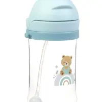 Поильник - непроливайка детский с силиконовой трубочкой и грузиком, от 9 мес., 350 мл., на ленте, цвет голубой, Крошка Я