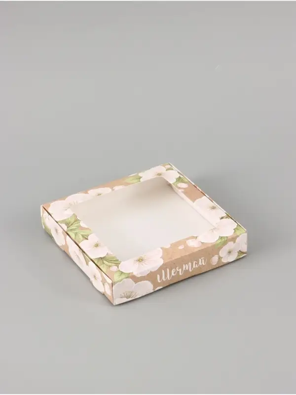 Коробка подарочная самосборная с окном &laquo;Цветы&raquo;, 16&times;16&times;3 см