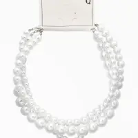 Чокер &laquo;Сияние жемчуга&raquo;, (набор3 нити) бусины №14,10,8, L=35см+8см, цвет белый в серебре